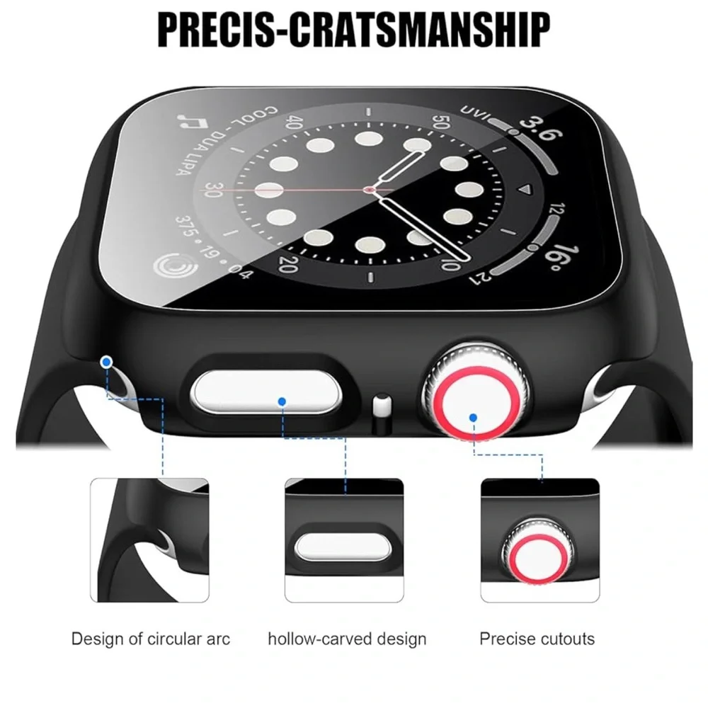 🌸NEW 14 Pack Apple Watch Case with Tempered Glass Screen Protector Series 9/8/7